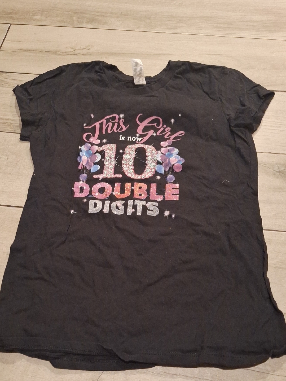 🍦Girls' Black 'This Girl is Now 10 Double Digits' Graphic Tee🍋‍🟩